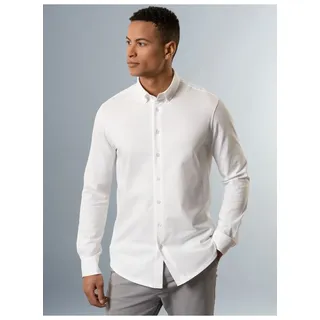 Poloshirt TRIGEMA "TRIGEMA Business-Hemd aus DELUXE-Single-Jersey" Gr. XXXL, weiß Herren Shirts Langarm