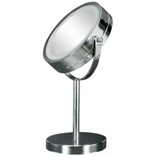 Kleine Wolke Leuchtspiegel, Chrom, Metall, Glas, rund, 17.5x29.5x12 cm, feuchtraumgeeignet, Spiegel, Schminkspiegel