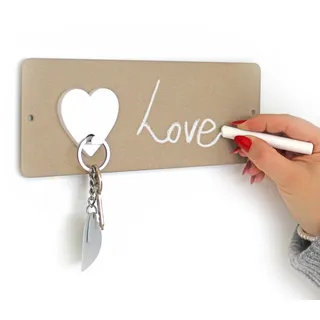KalaMitica - Magnettafel, Kreidetafel, kleine magnetische Wandtafel aus Stahl, beschreibbar mit Kreide und abwischbar, Pinnwand für Magnete - Beige, 9x24 cm