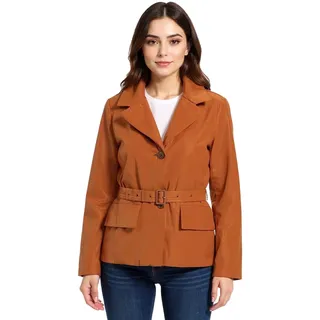 nachhaltige Damen Jacke wattierte Blazer-Jacke mit Gürtel Freizeit-Jacke 944007 Braun - 46