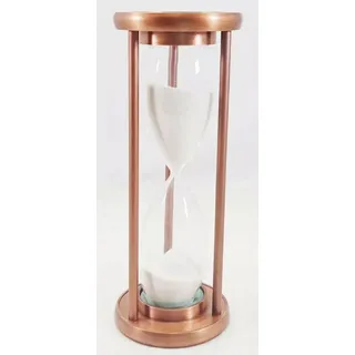 Casa Padrino Luxus Deko Sanduhr Antik Kupfer / Schwarz / Weiß Ø 10 x H. 26 cm - Schreibtisch Deko - Wohnzimmer Deko - Luxus Deko - Deko Accessoires