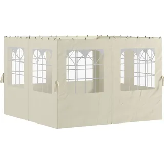 Outsunny Seitenwand 4er Set für 3 x 3 m Pavillon Seitenteile mit 8 Fenster Klettverschluss 302x205 cm Wasserdicht stabil winterfest Seitenteil Seitenwände für Partyzelt Gartenpavillon Cremeweiß   Aosom