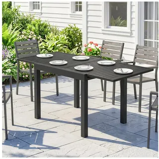 Outsunny Gartentisch Ausziehbar 80/160 x 75 cm Schwarz/Grau