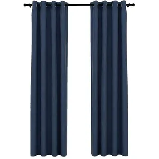 vidaXL Verdunkelungsvorhang Ösen 140 x 225 cm blau 2 St. Leinenoptik