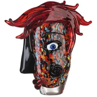 GILDE Dekovase CONFUSO Standdekoration - rot - Glas - H. 30,5cm x B. 28cm - Deko (1 Stück), Glasvase mit Gesichtsmotiv - Blumenvase für Tischdeko und Vasen-Deko rot