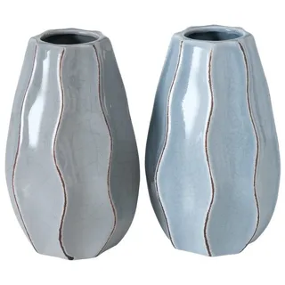 BOLTZE Tischvase Vasenset 2er - Hellblau, Dunkelgrau (2 St) blau|grau