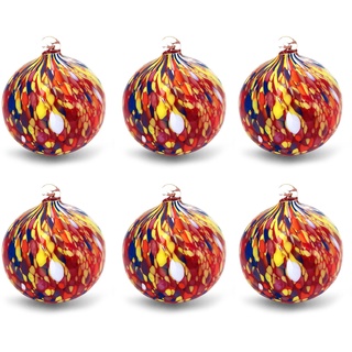 MAZZEGA ART & DESIGN 6er Set Weihnachtskugeln aus Muranoglas, handbemaltes und mundgeblasenes Glas, (6 Rosen)
