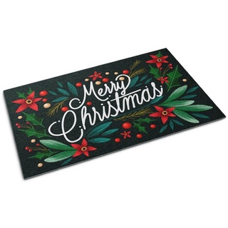 Fußmatte Weihnachten Schmutzfangmatte Teppich Eingangsmatte 60 cm x 40 cm, Tulup, Rechteckig, Rutschfest, Eingangsmatte grün