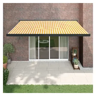 furnicato Markise Einziehbar Gelb und Weiß 4x3 m Stoff und Aluminium (1-St) bunt