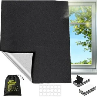 Verdunkelungsrollo Ohne Bohren, 100 X 145 Cm, 100 % Verdunkelung, Für Fenster, Stoffrollo Mit Selbstklebendem Klettverschluss, Zuschneidbar, Dachisolierungsstoff 100 Cm X 145 Cm