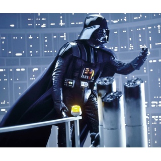 KOMAR Fototapete "Star Wars Classic Vader Join the Dark Side" Tapeten Gr. B/L: 3 m x 2,5 m, Rollen: 1 St., blau (blau, schwarz) Fototapeten Film Tapeten