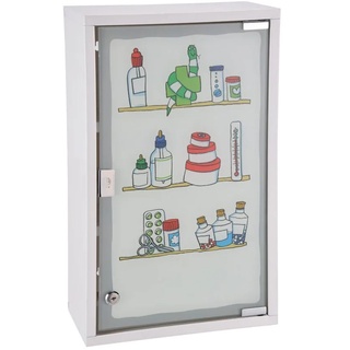 Spetebo Medizinschrank XXL Metall Medizinschrank Glastür bunt - 50x30 cm