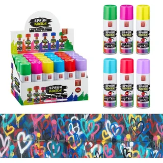 Sprüh-Kreidespray 6 Farben für Kinder & Party, 100ml (Bunt 6 Stück) | Sechs Dosen decken alle sechs Farben einmal ab und eignen sich für bunte, temporäre Markierungen oder Deko.
