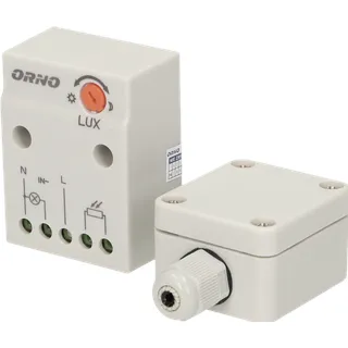 Orno, Zeitschaltuhr + Smart Plug, CR- 232 Dämmerungsschalter Aussen mit externer Sonde im Gehäuse, IP65, Lichtstärke LUX Anpassun