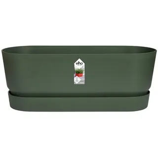 elho Greenville Pflanzgefäß Lang 50 - Übertopf für Außen - 100% recyceltes Plastik - Ø 49.0 x H 18.0 cm - Grün/Leaf Green