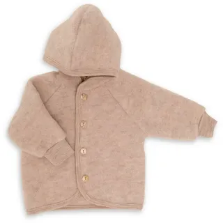 luna & curious Engel Baby Jacke mit Kapuze Wollfleece Sand melange 62/68