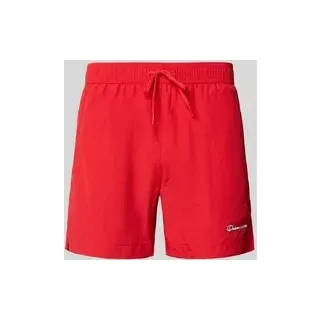 Badehose mit elastischem Bund und Label-Stitching, Rot, XL