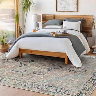 Surya Luxor maschinenwaschbarer Teppich – Vintage-Läufer für Wohnzimmer, Küche, Schlafzimmer, Esszimmer, Outdoor – traditioneller orientalischer Boho-Teppichstil – großer Teppich 200 x 275 cm,