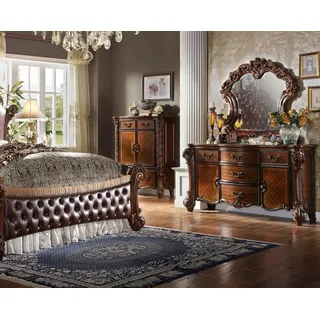 JVmoebel Schminktisch Antike Holz-Kommode mit elegantem Spiegel in Barock-Ästhetik (Set, 1-St), Made in Europa braun