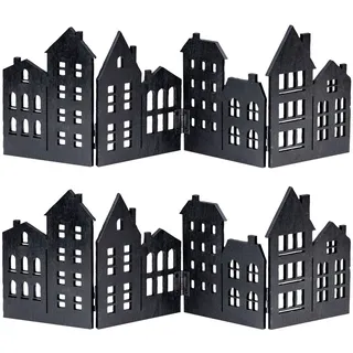 levandeo Haus Silhouette Holz 2er Set Schwarz