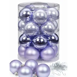 MAGIC by Inge Weihnachtsbaumkugel Weihnachtskugeln 20 Stk 6 cm Dreamy Lilac mit Haken lila