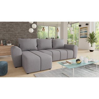 Sofnet Ecksofa Cleo L mit Schlaffunktion - Sofa mit Bettkasten, Polsterecke, Couchgarnitur, Eckcouch, Couch, Sofagarnitur - Ottomane Universal Grau (Soro 90))