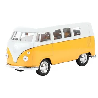 Volkswagen T1 Bus 1963 VW Modell aus Metall mit Rückzugmotor Modellauto Spielzeugauto Spielzeug Auto 4-Farben Welly 08 (Gelb)