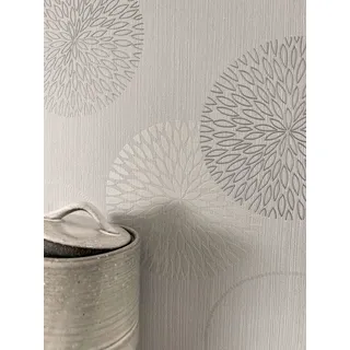 Newroom Vliestapete Prisca Tapete Mustertapete Kreise,Struktur,Leicht glänzend, Grau Tapete Modern Kreise - Mustertapete Punkte Anthrazit Silber Grafisch Retro Struktur Leicht glänzend für Schlafzimmer Wohnzimmer Küche, Punkte grau