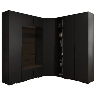 ABIKS MÖBEL Kompaktgarderobe INOVA 1 SATZ 2 Möbelset, Garderobe mit Kleiderstange und Regalen schwarz