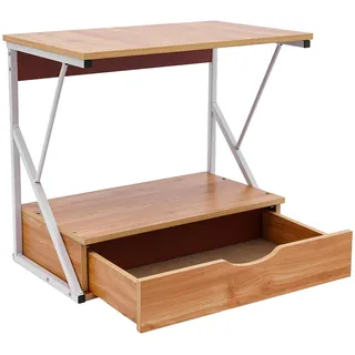 ARBGO Mikrowellen Regal, 2-Tier Holz Mikrowellenständer, Stufiges Küchenregal mikrowellenständer, mit 1 Schublade, für Schlafsäle, Wohnungen, Unternehmen und kleine Häuser, 54x35x50cm (Holz Farbe)