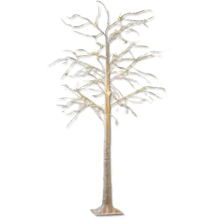 Frank Flechtwaren LED Baum "White" XXL Leuchtbaum für Draußen, 210 cm hoch, Lichterbaum Outdoor, Timer, mit 168 LED, Timer, Außen Weihnachtsdeko, Gartendeko Weihnachten weiß
