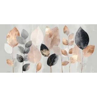 Euroart Aluminiumbild Tender Leaves IV, Mehrfarbig, Metall, rechteckig, 100x50x2 cm, einfache und schnelle Anbringung, Bilder und Zubehör, Wandbilder, Metallbilder