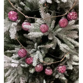 2er Set edle Luxus Glas Weihnachtskugelgirlanden Ø 5cm Weihnachtsbaum Kugeln Christbaumkugeln Weihnachts Deko (2 Stück Girlande Ornament Pink)