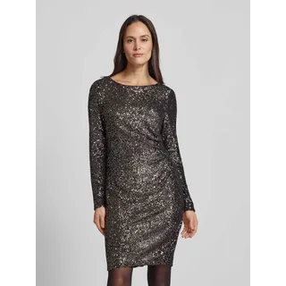 Knielanges Cocktailkleid mit Paillettenbesatz, Dunkelgrau, 44