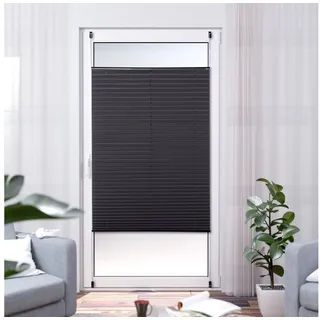 K-HOME Plissee Thermo Elsa von K-home, Verdunklung mit beschichteter Rückseite Silber, verspannt, Klemmfix schwarz 120 cm x 130 cm