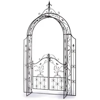 DanDiBo Rosenbogen mit Tür Metall 18604 Torbogen Gartentor Eisen Rankhilfe Rankgitter Rundbogen Tür