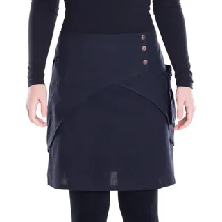 Vishes Minirock Damen Mini-Rock Baumwolle A-Linie breiter Bund mit Knopfleiste und Alternative Bekleidung, Ethno, Hippie, Retro Style schwarz 44-46