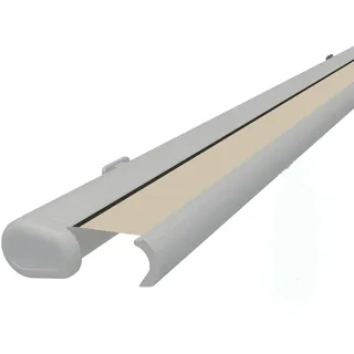 Eclipse Vollkassettenmarkise weiß elektrisch 4,0x3,0m Tuch: Kiesel | Markise Balkon Garten Terrassenüberdachung Sonnenschutz Polyacryltuch UV-Schutz 50+ Smarthome-fähiger Dooya Motor