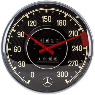 Nostalgic-Art Retro Wanduhr, Ø 31 cm, Mercedes-Benz – Tacho – Geschenk-Idee für Mercedes-Benz Accessoires Fans, Große Küchenuhr, Vintage Design