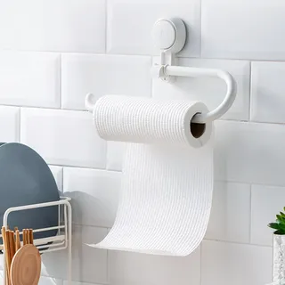 Küchenrollenhalter ohne Bohren, 360° Drehbar Küchenpapierhalter mit Saugnapf, Küchenrollenhalter Wand für Küche Aufbewahrung & Organisation, Rollenhalter Küche für küchenpapier & Konservierungsfolie