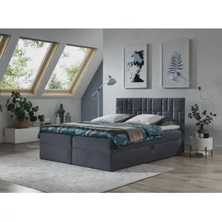 Bettgestell IVANA 3 (140 x 220 cm) – Dunkelgrau + GRATIS Matratzenauflage - Grau