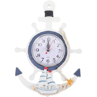 Homoyoyo Wanduhr Wohnzimmer Funkwanduhr Deko Steuerrad Vintage Mediterrane Uhr Pendeluhr Time Clocks Schiffsruder Nautical Wanddeko für Schlafzimmer Küche Wanddekoration