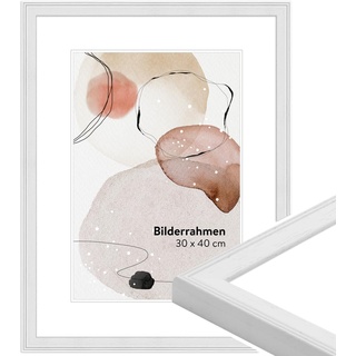 WANDStyle Bilderrahmen KLASSISCH 30x45 I Farbe: Weiß I Holzbilderrahmen I Bilderrahmen Modern I Made in Germany I H320