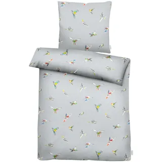 APELT Lola Gots Papageienmotiv Grau 135 x 200 cm + 80 x 80 cm