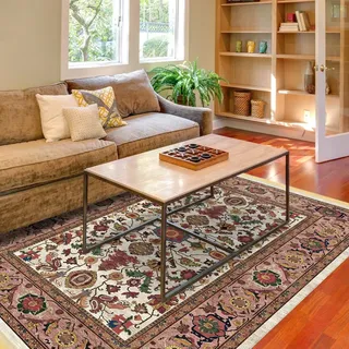 modema Wohnzimmerteppich – Waschbarer Teppich für Wohnzimmer, Esszimmer, Schlafzimmer, Flur, Rutschfester Roter Perserteppich