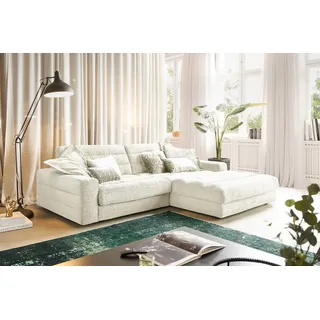 KAWOLA Ecksofa Lana Cord Recamiere rechts cremeweiß