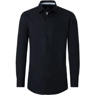 Businesshemd VENTI "VENTI Businesshemd extra langer Arm 72cm uni", Herren, Gr. 45, Normalgrößen, schwarz, 100% Baumwolle, unifarben, comfort fit, Hemden