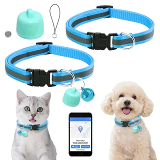 Katze GPS Tracker Hund Kompatibel mit iOS & Android, Weltweite Standortverfolgung, Katzen Halsband GPS Trackers Ohne ABO, Mini Pet Tracker für Katzentracker Katzentracking Peilsenders (Blau)