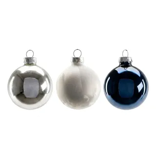 Trendline Glaskugelmix Twist Ø 6 cm, weiß, silber, nachtblau, 20 Stück