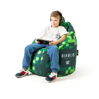 Diablo Kindersitzsack mit Füllung Sitzsack Gaming Sessel Beanbag Farbe: Craft - Grün